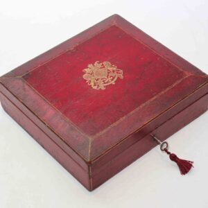 8968 Victorian Certificate of Knighthood with Seal in Red Leather Wickwar Box 1877