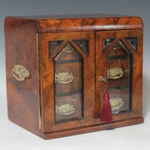 9053 Victorian Figured Walnut Four Drawer Jewellery Cabinet C 1860