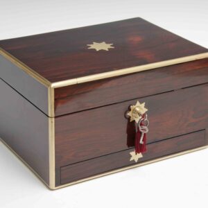 9078 Mid Victorian Brass Edged Rosewood Jewellery Box C 1870