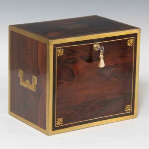 9171  Early Victorian Brass Edged and Inlaid Rosewood Six Drawer Jewellery Cabinet C 1840