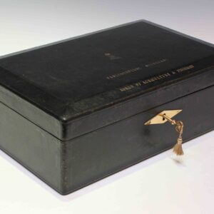 9172 Wickwar Black Leather Parliamentary Secretary Dispatch Box Davis Patent Lock 1905