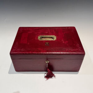 #10246 A Victorian Red Leather Documents Box