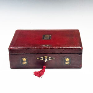 #10249. A Red Leather Clad Foreign Office Despatch Box Dated 1866