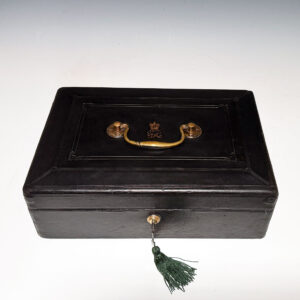 #10253 A Victorian  Wickwar Black Leather Despatch Box
